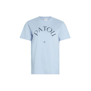 PATOU Short-Sleeve T-Shirt With Curved Logo In Skylight Blue